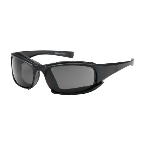 PIP-250-CE-10091: Full Frame Safety Glasses with Black Frame, Rubber Foam Padding, Gray Lens and Anti-Scratch / Anti-Fog Coating (12/PACK)