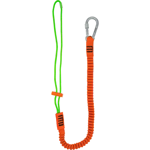 IRONWEAR-2600: Bungee Tool Lanyard w/ Manual Locking Carabiner & Cinch Loop, 15 lb