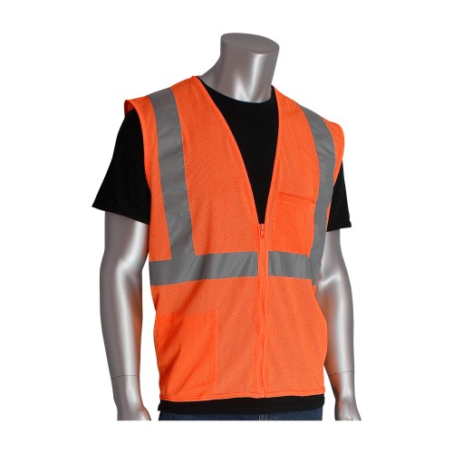 ANSI Type R Class 2 Two Pocket Zipper Mesh Vest. Visitors Vest No Logo-3XL