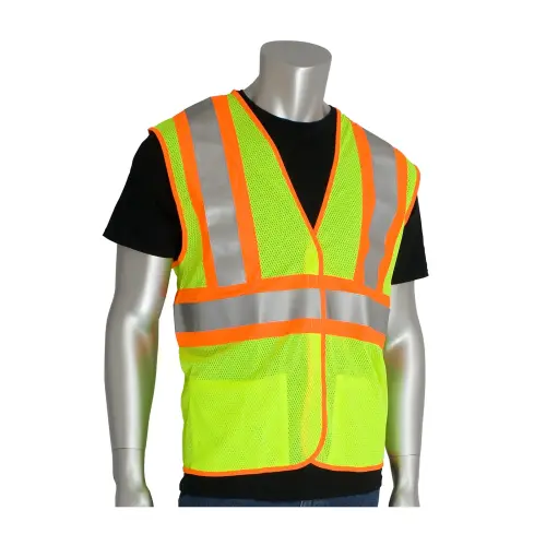 PIP-305-MVFRLY-L/XL: ANSI Type R Class 2 FR Treated Two-Tone Mesh Vest