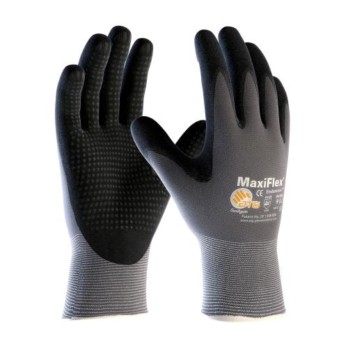 PIP-34-844-L: Seamless Knit Nylon Glove with Nitrile Coated MicroFoam Grip on Palm & Fingers - Micro Dot Palm - Touchscreen ANSI Cut Level: A1 (12/PACK)