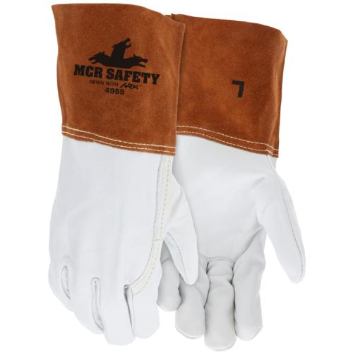 MCR-4955/XL: 4955/XL: Leather Welding Work Gloves..Top Cow Grain Leather 4 Inch Split Leather Gauntlet Cuff, Sewn with ARX™ Cut Resistant Thread, XLARGE (12/PACK)
