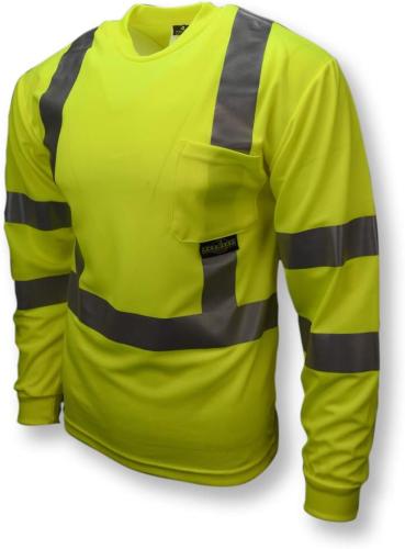 Radians ST21-3PGS-L Class 3 Max-Dri Moisture Wicking Mesh Long Sleeve Safety T-Shirt, Large