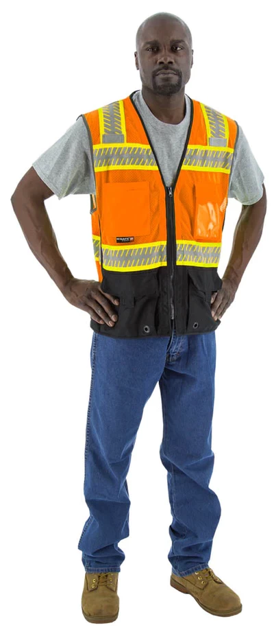 75-3240 High Visibility Mesh Vest with DOT Reflective Chainsaw Striping, ANSI 2, R, 2XL