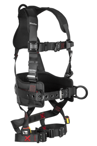 FT-Iron 3D Construction Belted Full Body Harness, Quick Connect Buckle Leg Adjustment- Small