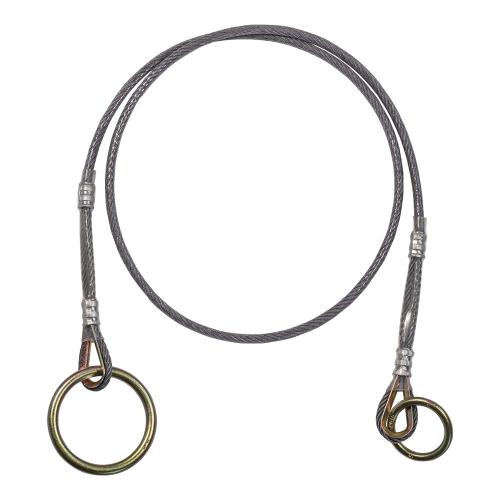PALMER-AC96408: Anchor Cable Cross Arm – 8 ft. 5/16” (8mm) vinyl coated I-beam cable cross-over strap with large ring and small ring for pass-through.