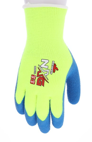 MCR Safety NXG® Insulated Work Gloves 7 Gauge Hi-Visibility Acrylic Shell Blue Latex Coated Palm and Fingertips-XL