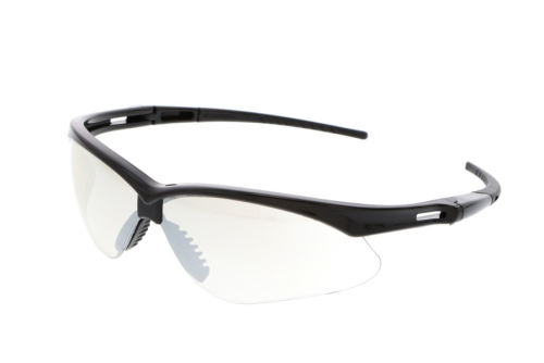 Memphis Series Black Safety Glasses Indoor Outdoor Clear Mirror Lenses Wrap Around Lens Design