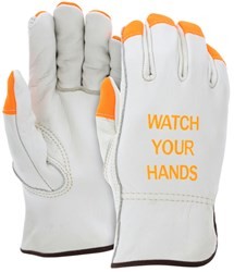 COWHIDE GLOVES - GRAY/ORANGE FINGERTIP, MEDIUM