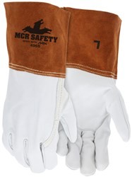 Leather Welding Work Gloves Competitive Value Top Cow Grain Leather 4 Inch Split Leather Gauntlet Cuff Sewn with ARX® Cut Resistant Thread