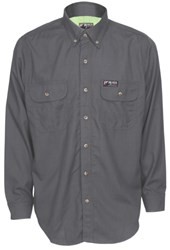 Summit Breeze® Flame Resistant (FR) Shirt Gray 5.5-ounce Inherent Blend Material Long Sleeve with Vented Underarms and Back, CAT 2
