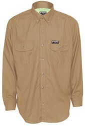 Summit Breeze® Flame Resistant (FR) Shirt Tan 5.5-ounce Inherent Blend Material Long Sleeve with Vented Underarms and Back, CAT 2