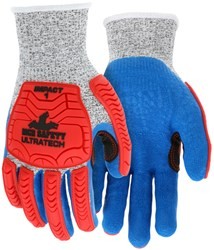 ULTRATECH IMPACT LEVEL 1 GLOVES - RED/BLUE, SMALL