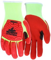 ULTRATECH IMPACT LEVEL 1 GLOVES - RED/YELLOW