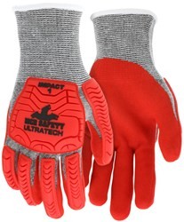 ULTRATECH IMPACT LEVEL 1 GLOVES - RED/GRAY, SMALL