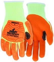 ULTRATECH IMPACT LEVEL 1 GLOVES - ORANGE/YELLOW, SMALL