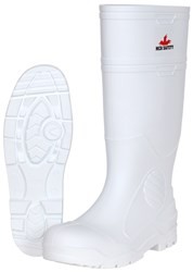 WHITE PVC BOOTS - PLAIN TOE, SIZE 10