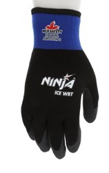 Ninja® Ice Insulated Waterproof Work Gloves HPT Palm and Fingertip Coating 15 Gauge Black Nylon Acrylic Terry Interior, MEDIUM