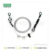 MSA Temporary Cable Horizontal Lifeline for 2 Workers, 100' with bypass shuttles