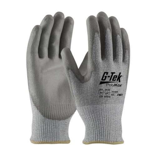 G-Tek PolyKor, Economy, Gray 13G Seamless Knit, Gray PU Smooth, Class A4- Small
