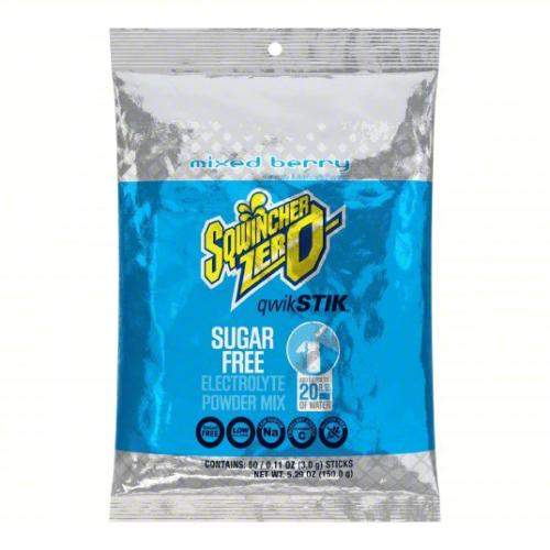 SQWINCHER-159060101-MB-PACK: Sqwincher Zero Qwik Stik, Mixed Berry, Sugar Free, Low Calorie, Low Sodium Electrolyte Powder Hydration Drink Mix, .11 0z Packet (50/PACK)