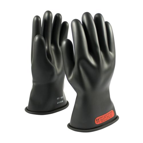 PIP NOVAX Rubber Insulating Gloves, 11" Straight Cuff, Black, Class 0, Size 10