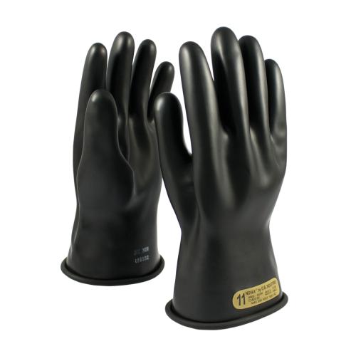 PIP NOVAX Rubber Insulating Gloves, 11" Straight Cuff, Black, Class 00, Size 10