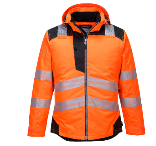 Portwest PW3 Series T400 ANSI Class 3 Hi-Viz Winter Jacket, Insulated Lining, Stain-Resistant Finish - Orange