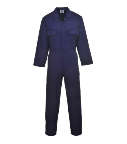Navy Blue Action Back Twill Coverall, Snap Front