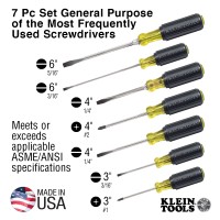 Screwdriver Set, Slotted and Phillips, 7-Piece