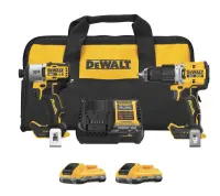 DEWALT DCK250QQ2 – 20V MAX XR Brushless Hammer Drill & Impact Driver 2-Tool Combo Kit with (2) 4Ah POWERPACK Batteries