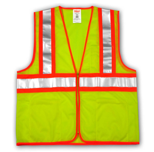Tingley Class 2 Lime Mesh Vest  with Orange-Silver Contrast Tape