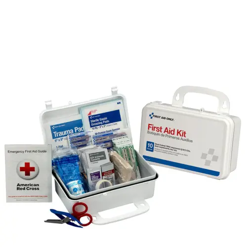 10 Person First Aid Kit, Weatherproof Plastic Case, OSHA Compliant