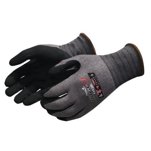 Ultra-U ANSI A6 Black Sandy Nitrile Cut Resistant Gloves Small