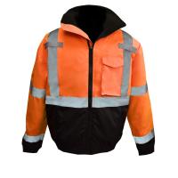 Radians SJ11QB Class 3 High Visibility Weatherproof Bomber Jacket with Quilted Built-in Liner Medium Hi-Vis Orange/Black