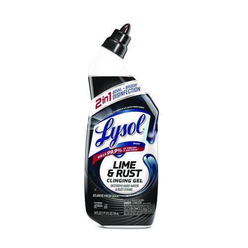 Disinfectant Toilet Bowl Cleaner w/Lime/Rust Remover, Atlantic Fresh Scent, 24 oz Angle-Neck Bottle, 9/Carton