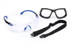 3M™ Solus™ Safety Glasses 1000-Series S1101SGAF-KT, Kit, Foam, Strap, Black/Blue, Clear Scotchgard™ Anti-fog lens,