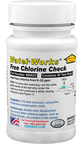WaterWorks™ Free Chlorine Test Strips Bottle of 50 tests Part No. 480023