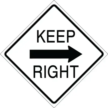 CR8-12 24"x24" Cardboard Keep Right With Arrow White