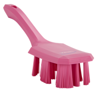UST Hand Brush w/short handle, 10.2", Stiff, Pink