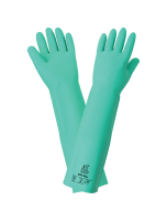 FrogWear® Extra-Long 22-Mil Green Nitrile Unsupported Gloves with a Raised Diamond Pattern Grip - 522