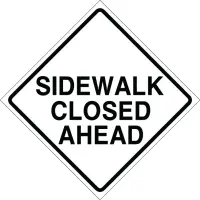CR9-12 24"x24" Cardboard Sidewalk Closed Ahead White