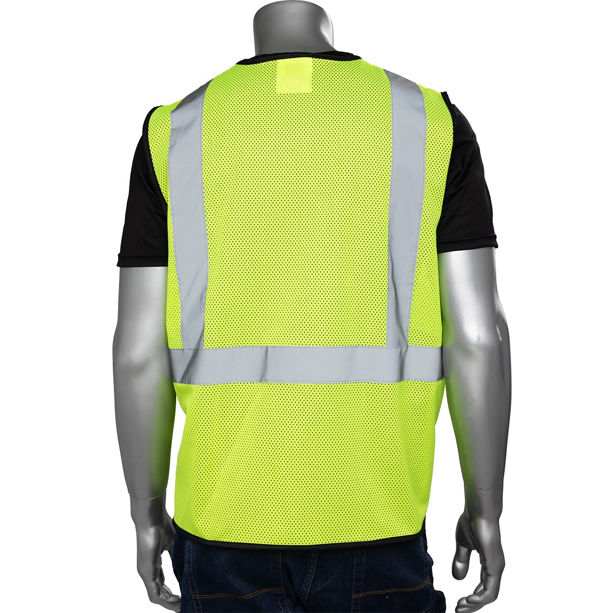 ANSI Type R Class 2 Three Pocket Mesh Vest with Black Bottom Front ...