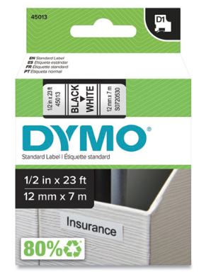 TAPE,LABEL,.5"X23',BLK/WHT