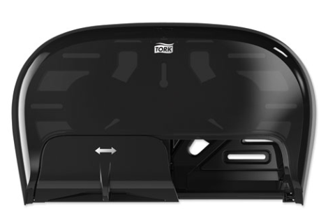 T10 HIGH CAPACITY TWIN BLACK TOILET TISSUE DISPENSER OPTICOR