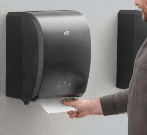 H80 HANDS FREE MECHANICAL BLACK ROLL TOWEL DISPENSER
