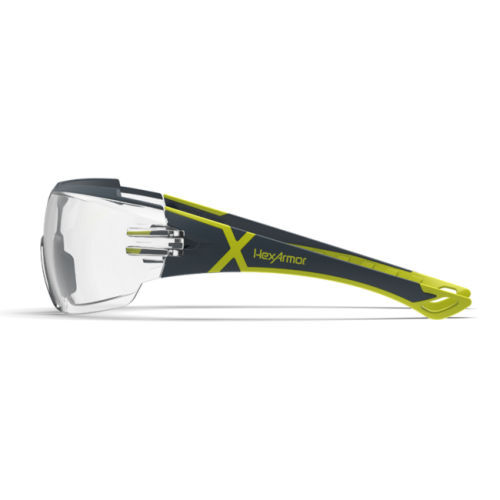 HexArmor MX300 clear safety glasses side profile view