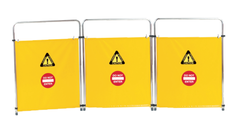 Lustre A-Series Elevator Safety Barricade – 84" x 32", 3 Panel, Pocket Vinyl - SBAP8432Q3