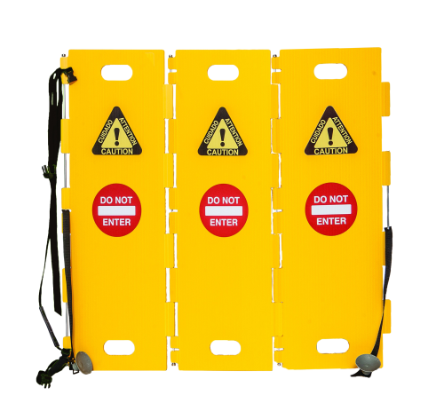 Lustre C-Series InterLock Elevator Safety Barricade – 84" x 32", 3 Panel, Rigid Plastic - SBCI8432Q3