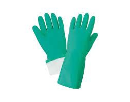 FrogWear® Flock-Lined 15-Mil Green Nitrile Raised Diamond Pattern Grip Unsupported Gloves - 515F - 515F-10